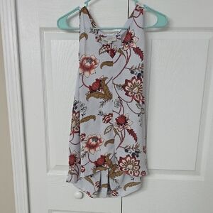LOFT Floral Sleeveless Blouse - Red and Cream